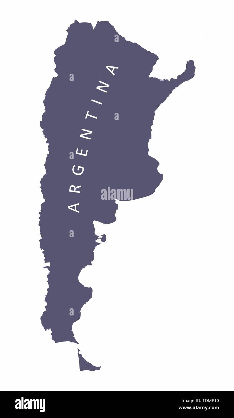 Argentina silhouette map isolated on white background Stock Vector