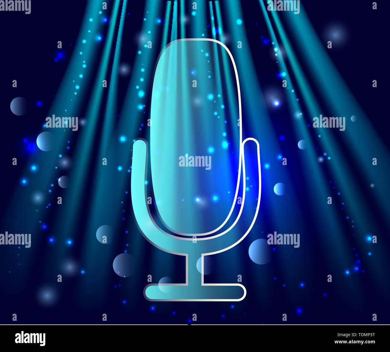 microphone on stage. Professional stand up theatre curtain broadcast