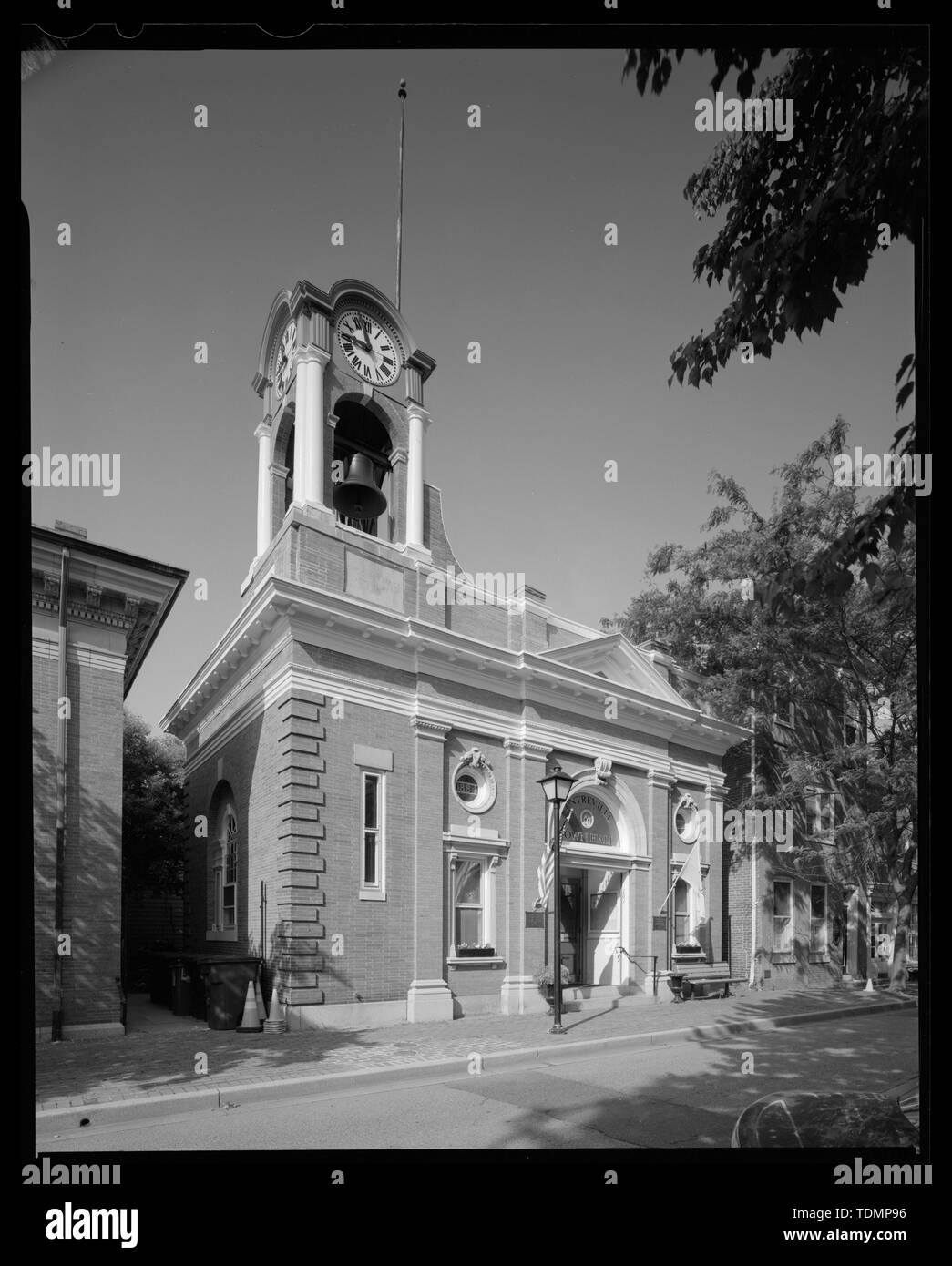 Perspective view from east of Centreville Town Hall and Lawyers Row