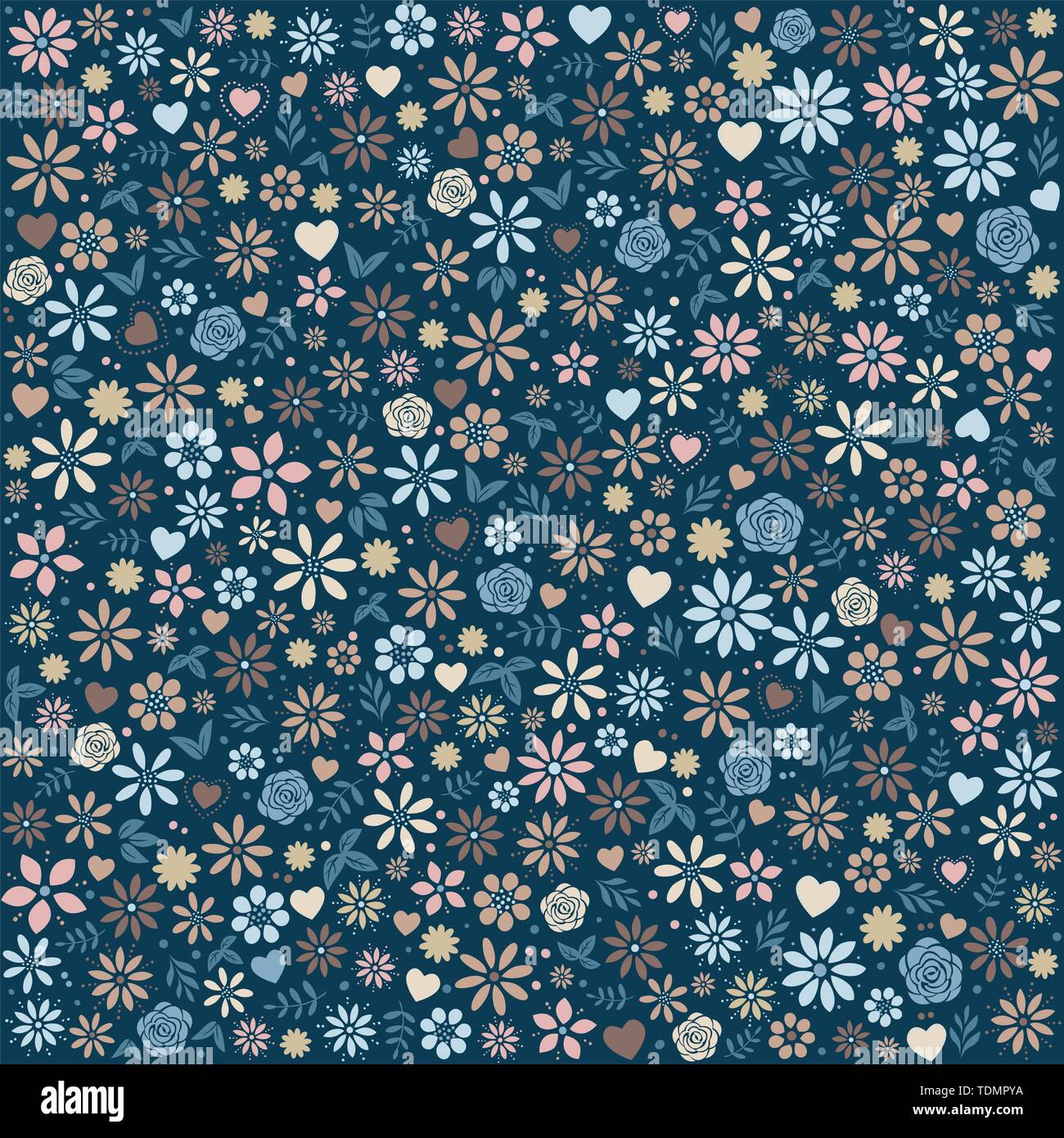 Flower Icons Background in Blue and Orange - All cutouts - will work on any color background, Grouped and Layered EPS8 Stock Vector