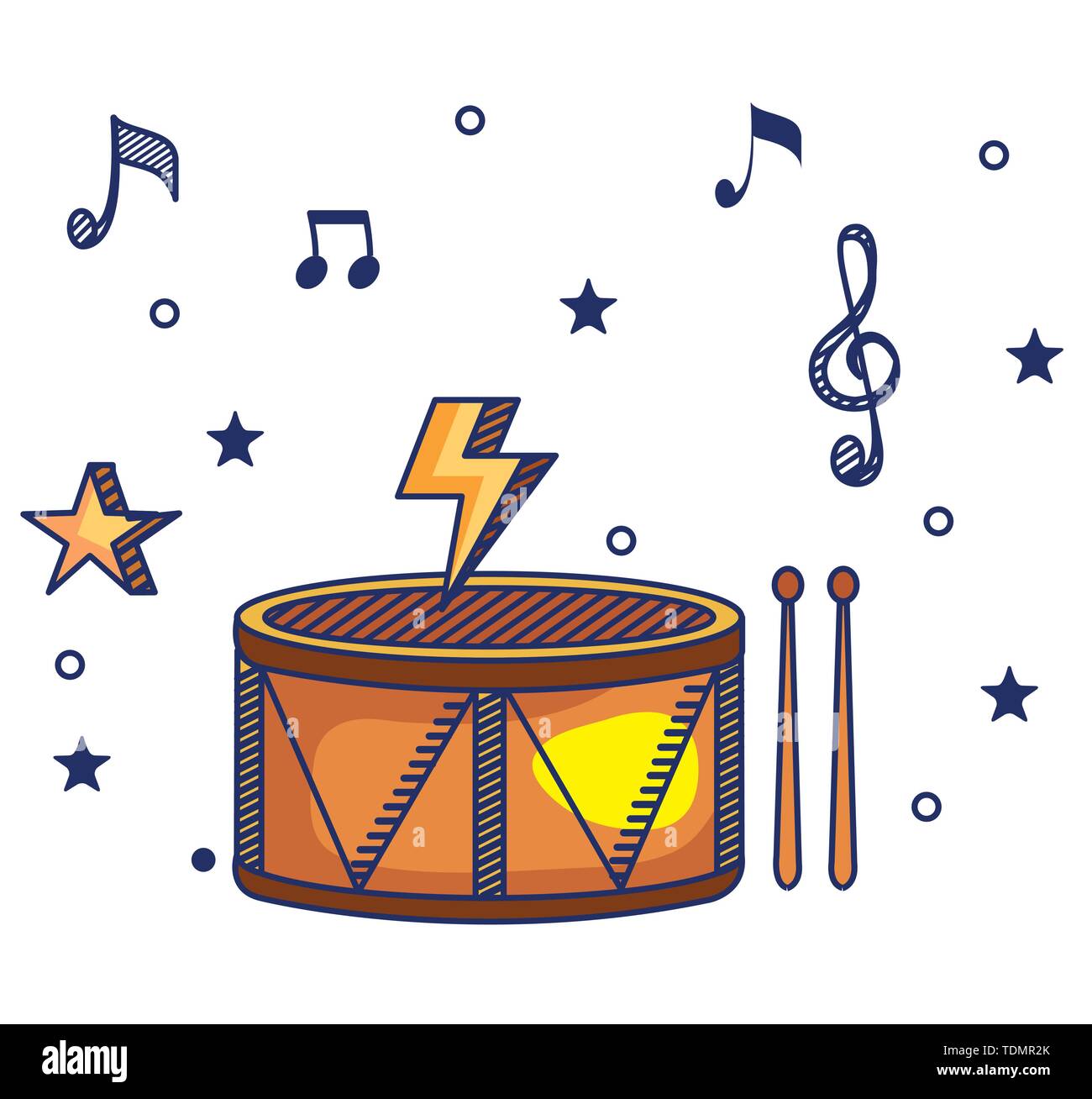 Quaver Instrument drum instrument with treble clef and quaver with beam notes Stock ...