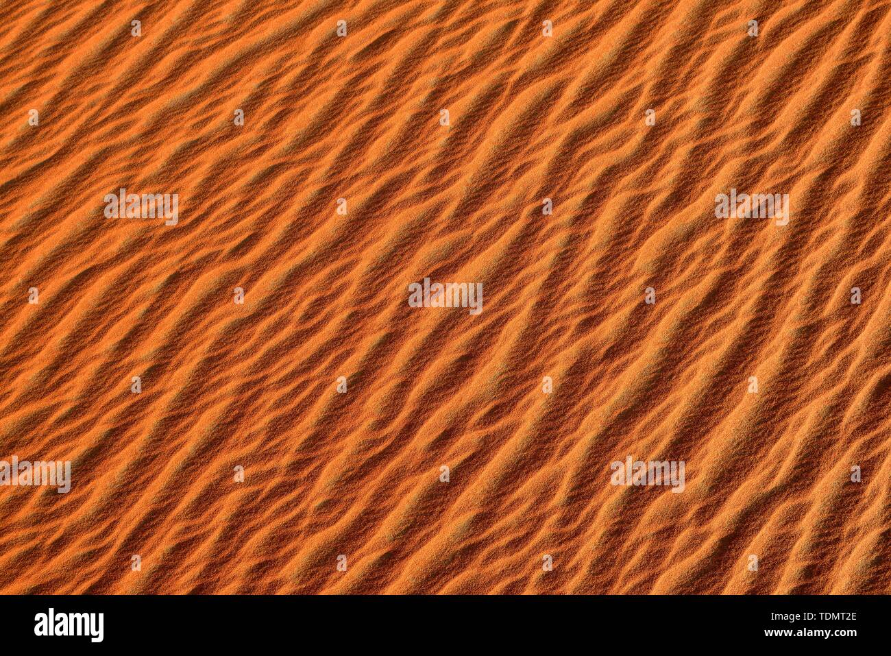 Sand ripples, texture on a sanddune, Tassili n'Ajjer National Park, Sahara, Algeria Stock Photo