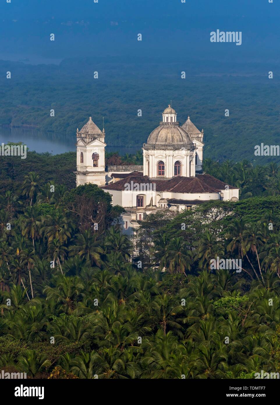 St. Cajetan Church among palm trees, Old Goa, India Stock Photo