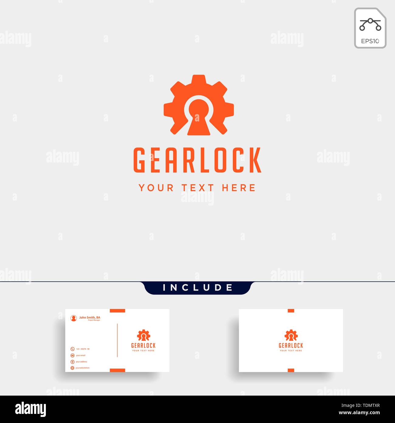gear lock logo design protect industry vector icon Stock Vector