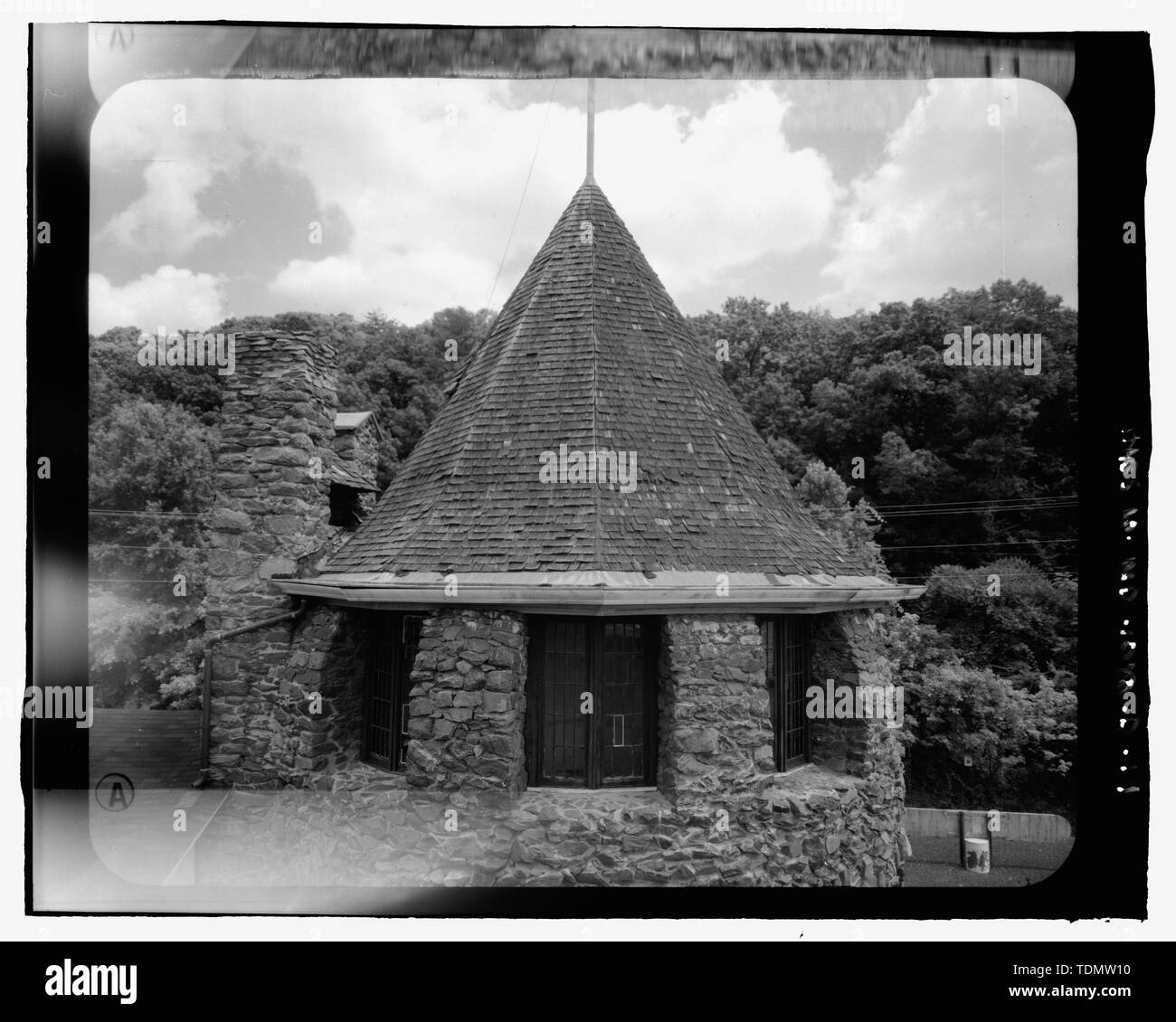 PHOTOGRAMMETRIC VIEW OF THE TOWER, LOOKING TO THE SOUTHWEST ELEVATION (VIEW TAKEN FROM LIFT) - Glen Echo Park, Chautauqua Tower, 7300 McArthur Boulevard, Glen Echo, Montgomery County, MD; National Chautauqua of Glen Echo; Baltzley, Edward; Baltzley, Edwin; Chandler, Theophilus Parsons; Mindeleff, Victor E; Mindeleff, Cosmos; Libbey, J Edward; Collier, C J; Barber and Ross; W.T. and T.B. Weaver; O'Connor and Dodd; Fisher and Johnson; Pettit and Dripps; J.G. and J.M. Waters; Wheatley Brothers; Belt and Dyer; Gibble, Michael, field team; Vazquez , J Raul, field team; Schara, Mark, field team; Kut Stock Photo