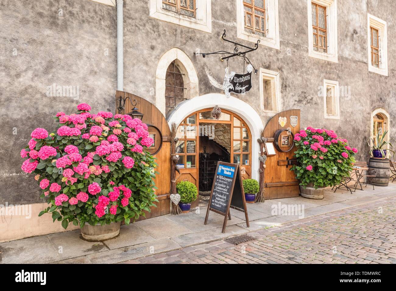 Inn Refugium in the Old Town, Pirna, Saxon Switzerland, Saxony, Germany Stock Photo