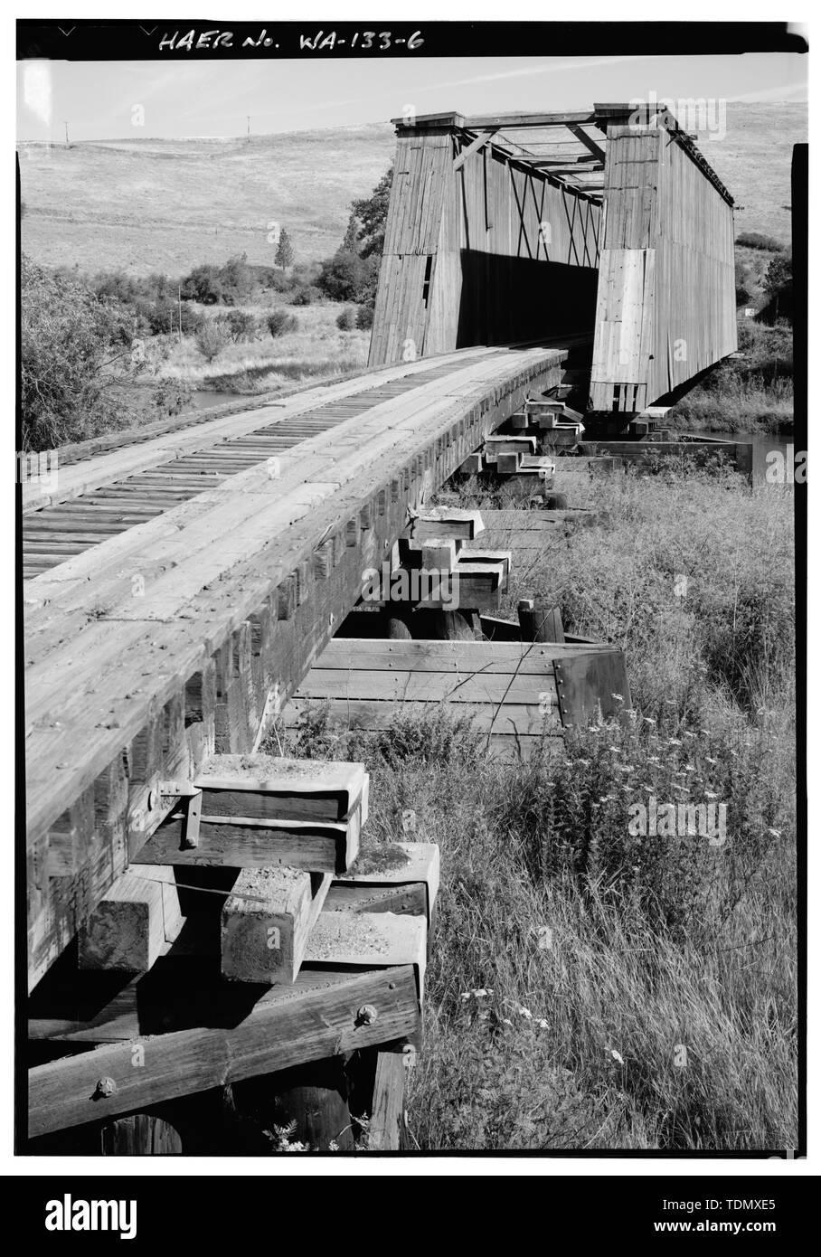 PIERS AND APPROACH FROM SOUTH - Harpole Bridge, Spanning Palouse River, 1 mile from County Route 4400, Colfax, Whitman County, WA; Great Northern Railway; Lowe, Ruth; Spokane and Inland Empire Railway Stock Photo