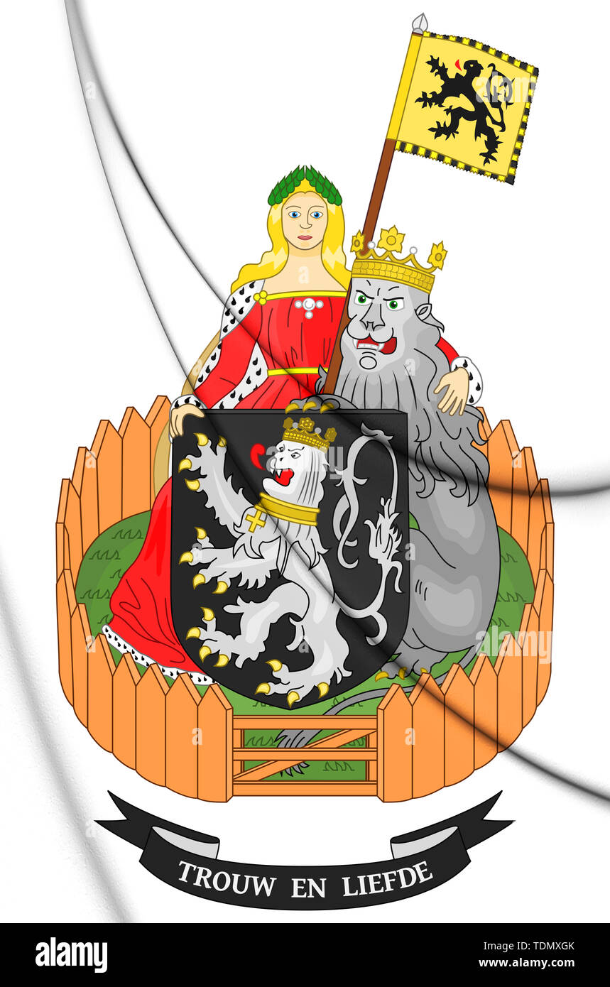 3D Ghent coat of arms, Belgium. 3D Illustration. Stock Photo