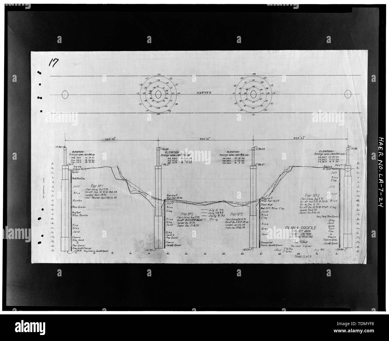 PLAN AND PROFILE, RIVER SECTION, SHEET 17 Krotz Springs Bridge