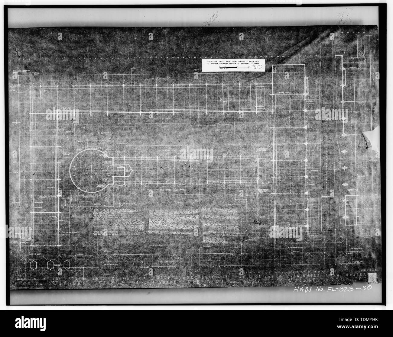 PLAN OF CLERESTORY AND ROOFS, ORIGINAL BLUEPRINT Florida Southern