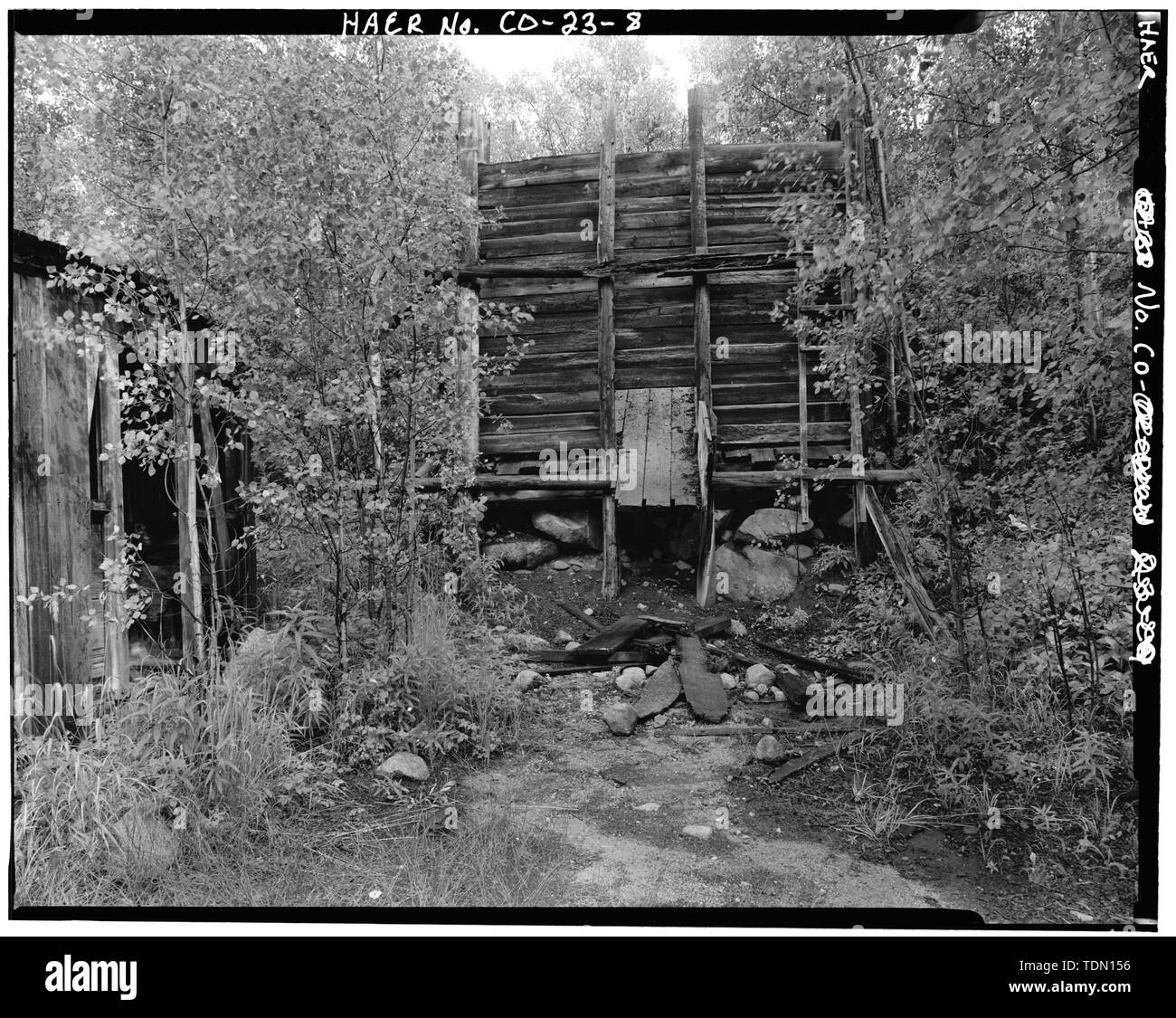 Paramount Mine ore bin and chute. View from southeast. - Paramount Mine, Saint Elmo (historical), Chaffee County, CO Stock Photo