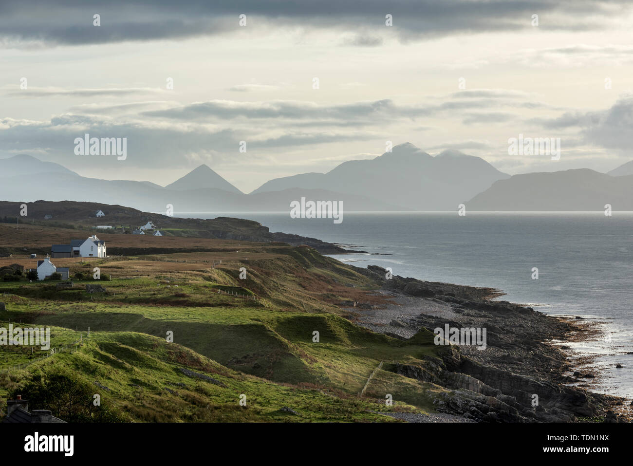 Scotland Scottish  West Coast Highlands The Applecross Peninsula Western Ross, Scotland towards the Island of Skye Stock Photo