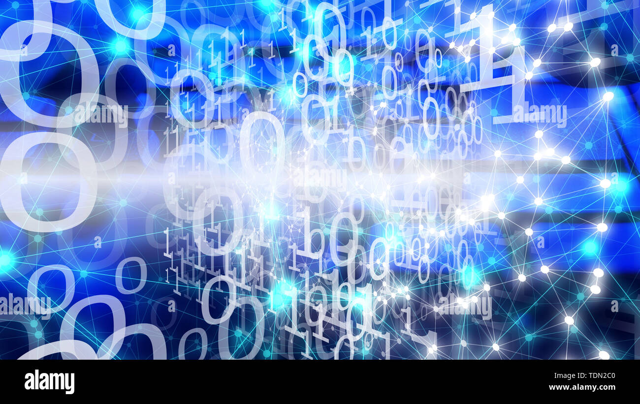 Bank cyber attack, connected dots and random numbers Stock Photo