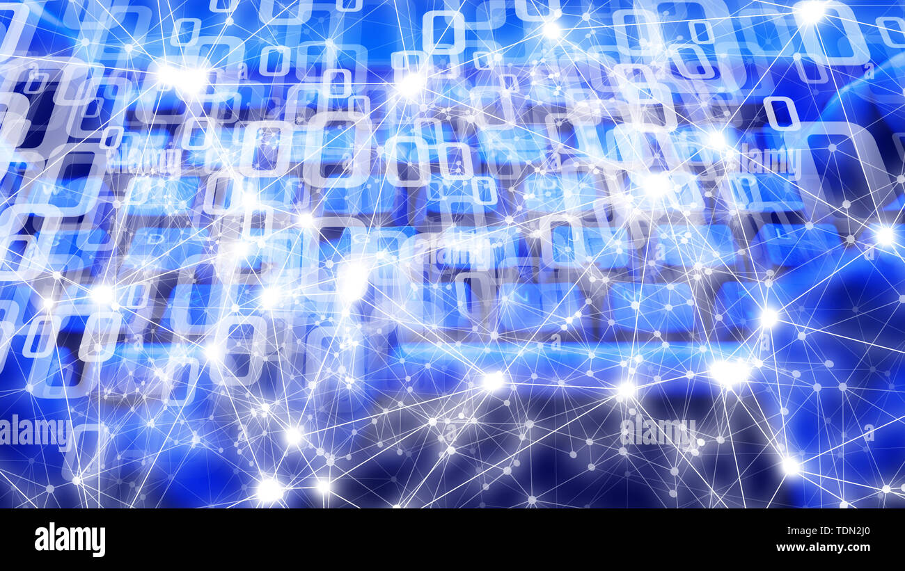 Cyber security threat, artificial intelligence cyber numbers Stock Photo