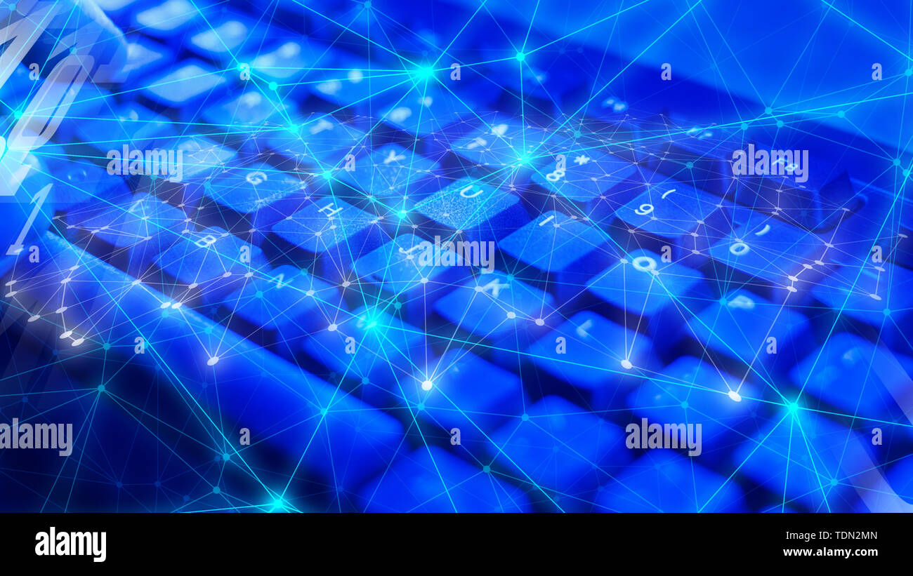 Coding background, cybersecurity IT, connected abstract shapes Stock Photo