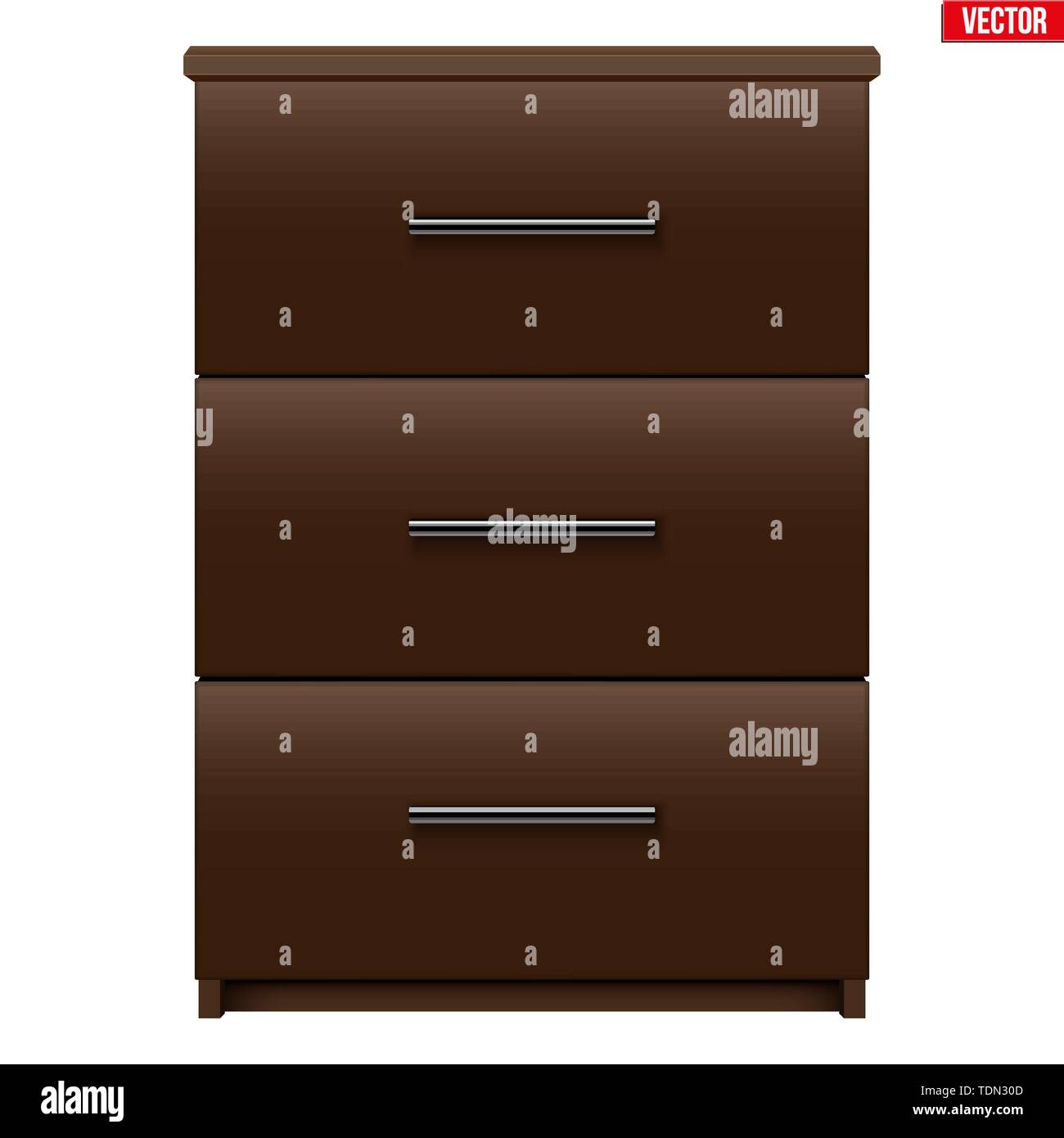 Modern bedside nightstand isolated on white background Stock Vector