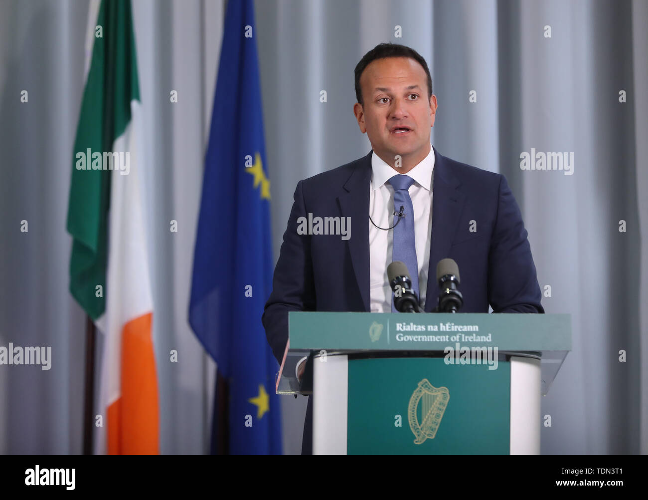 Taoiseach Leo Varadkar speaking at TU Dublin Grangegorman campus for the publication of the governments Climate Action Plan to Tackle Climate Breakdown. Stock Photo