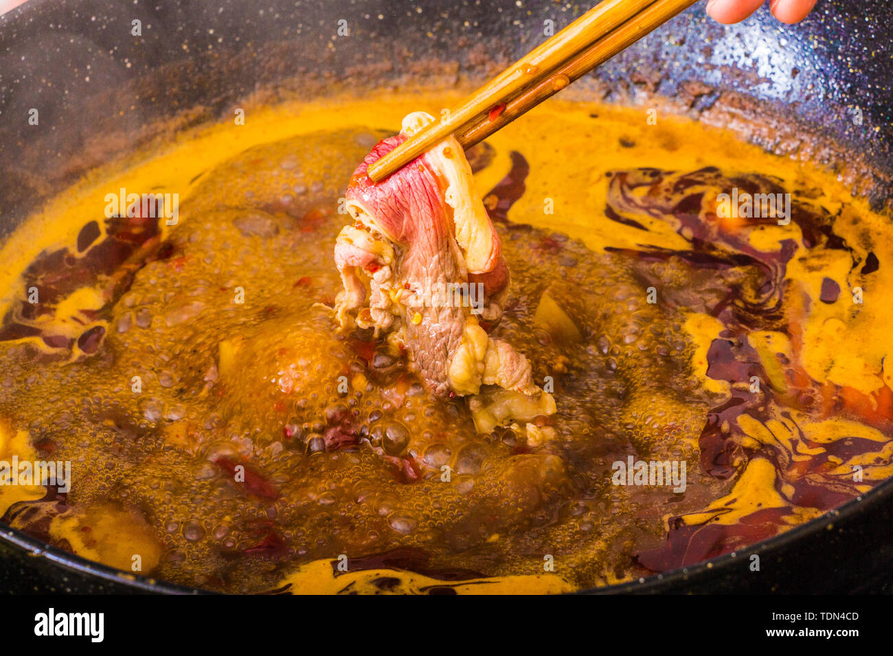 Hot pot and side dishes Stock Photo