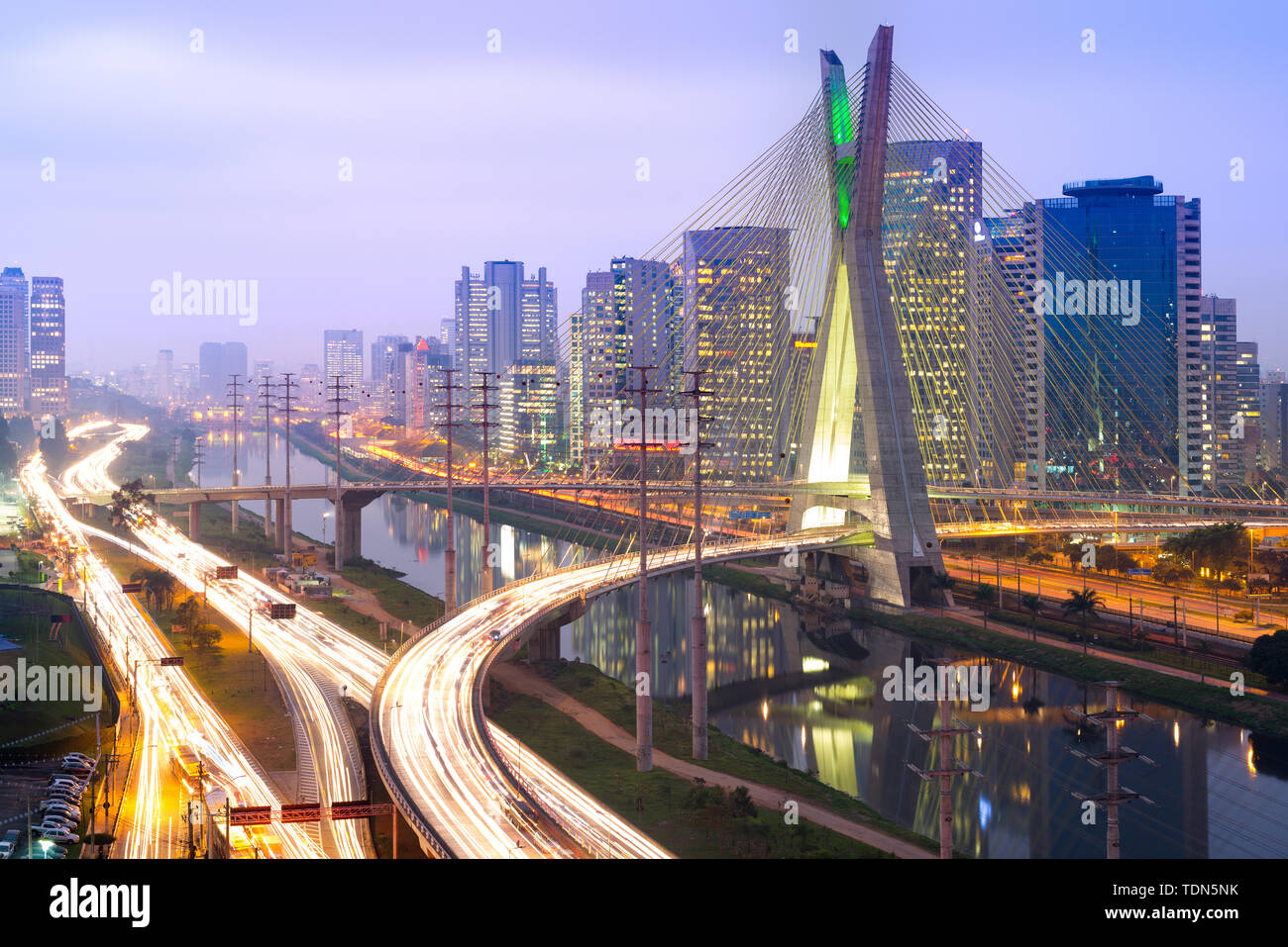 Skyline of Sao Paulo at night, Brazil Stock Photo