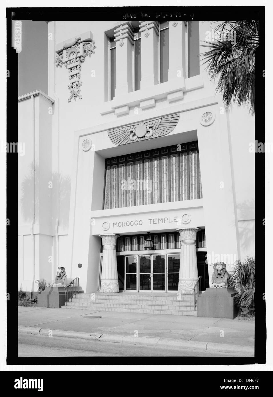 Perspective view of the entrance - Morocco Temple, 219 Newnan Street, Jacksonville, Duval County, FL Stock Photo