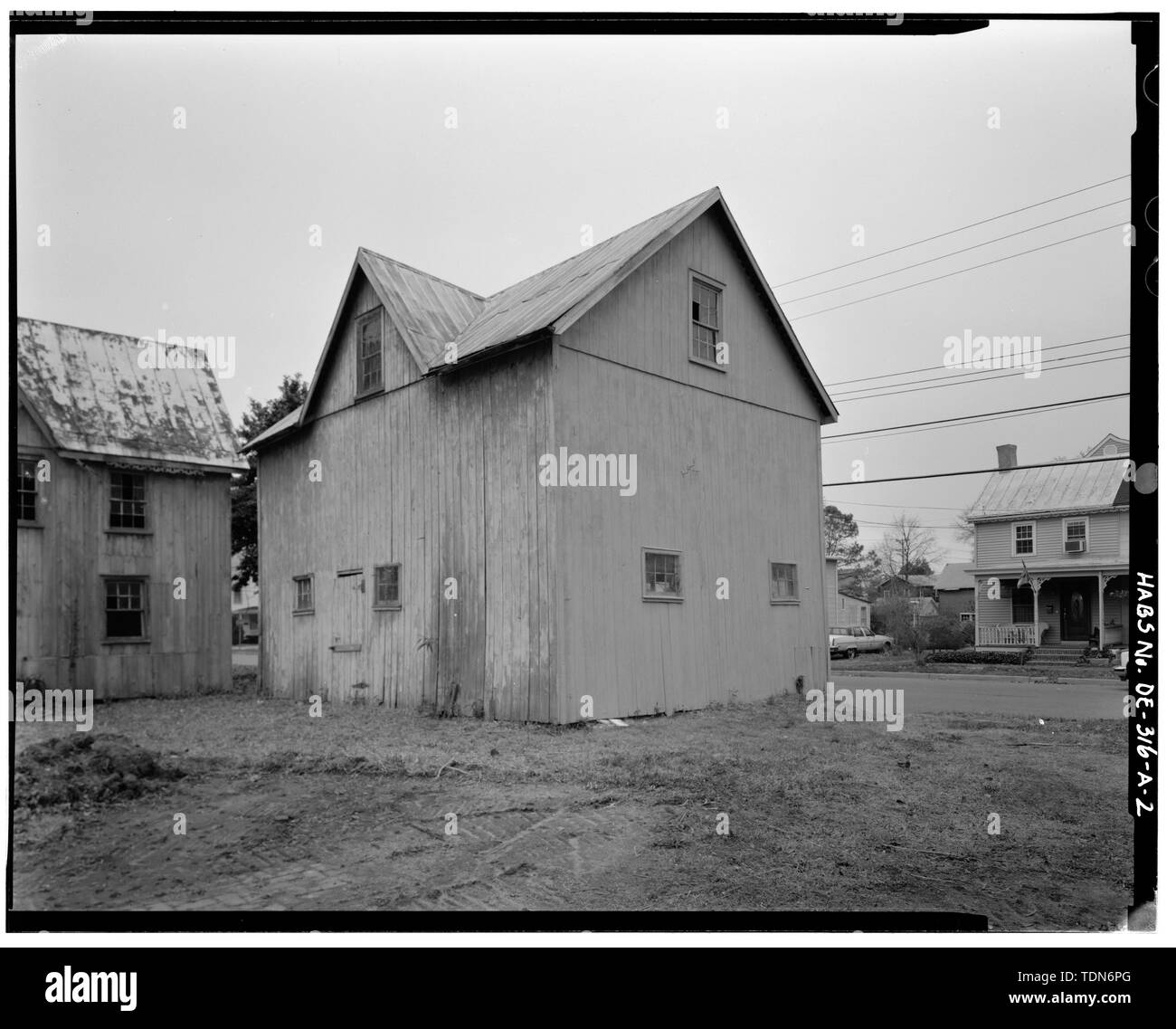 Perspective view of west and south elevations, looking northeast Hunn