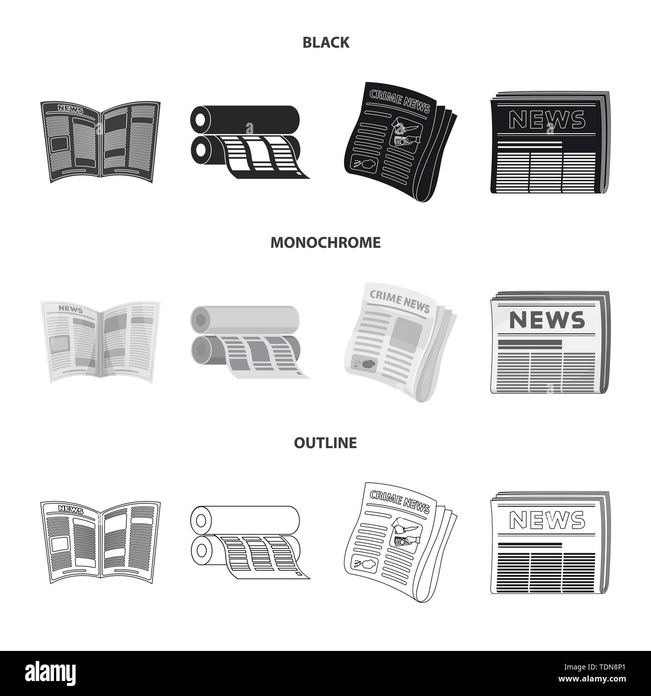 Isolated object of daily and folded logo. Set of daily and paper stock ...