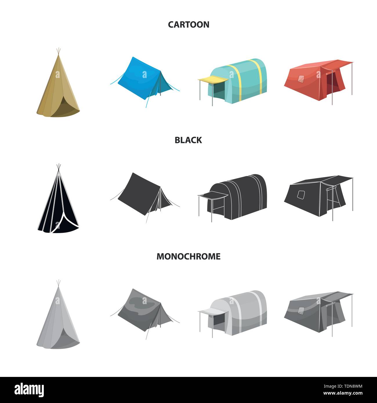 Isolated object of tent and camp icon. Collection of tent and forest ...