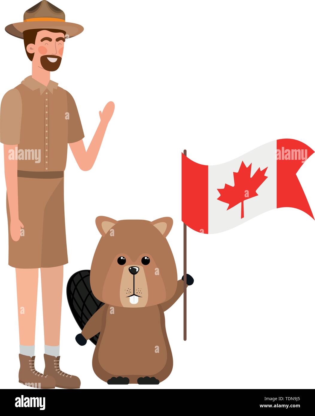 Beaver forest animal and ranger of canada design Stock Vector Image
