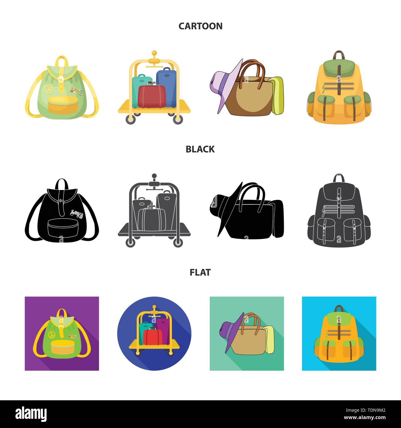 Vector design of backpack and bag sign. Collection of backpack and ...