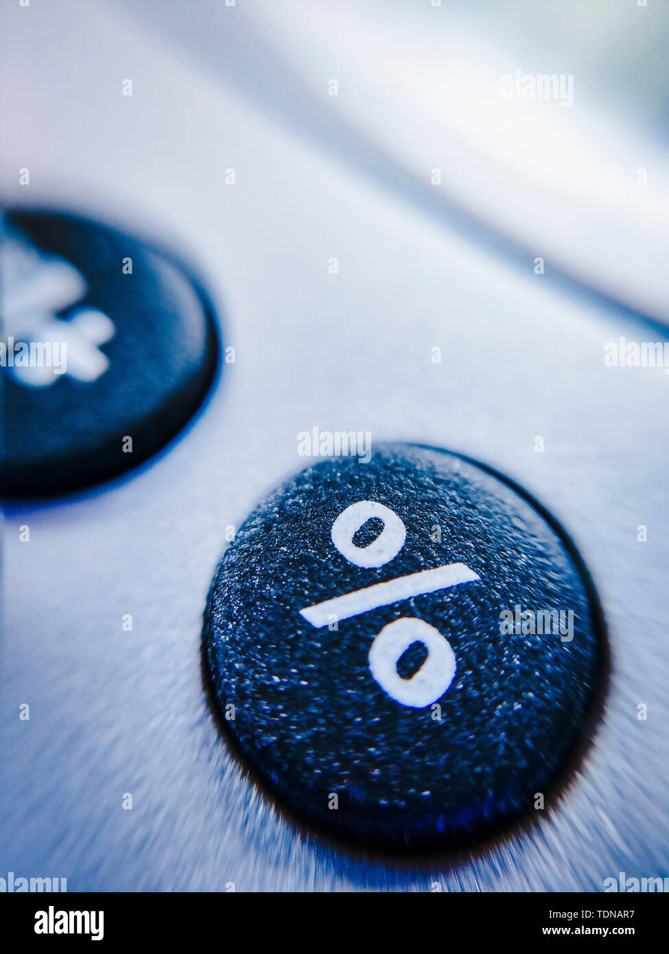 Button of a calculator with percent sign Stock Photo Alamy