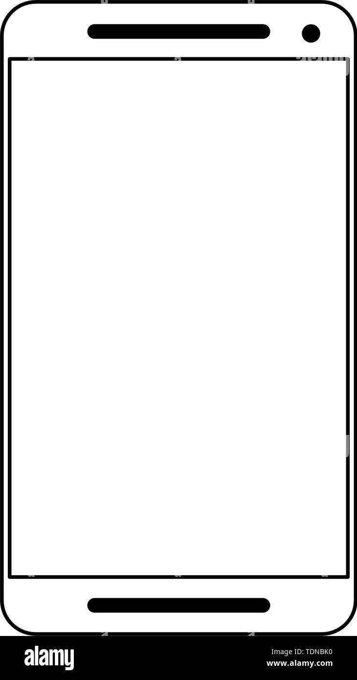 Smartphone mobile phone technology isolated in black and white Stock ...