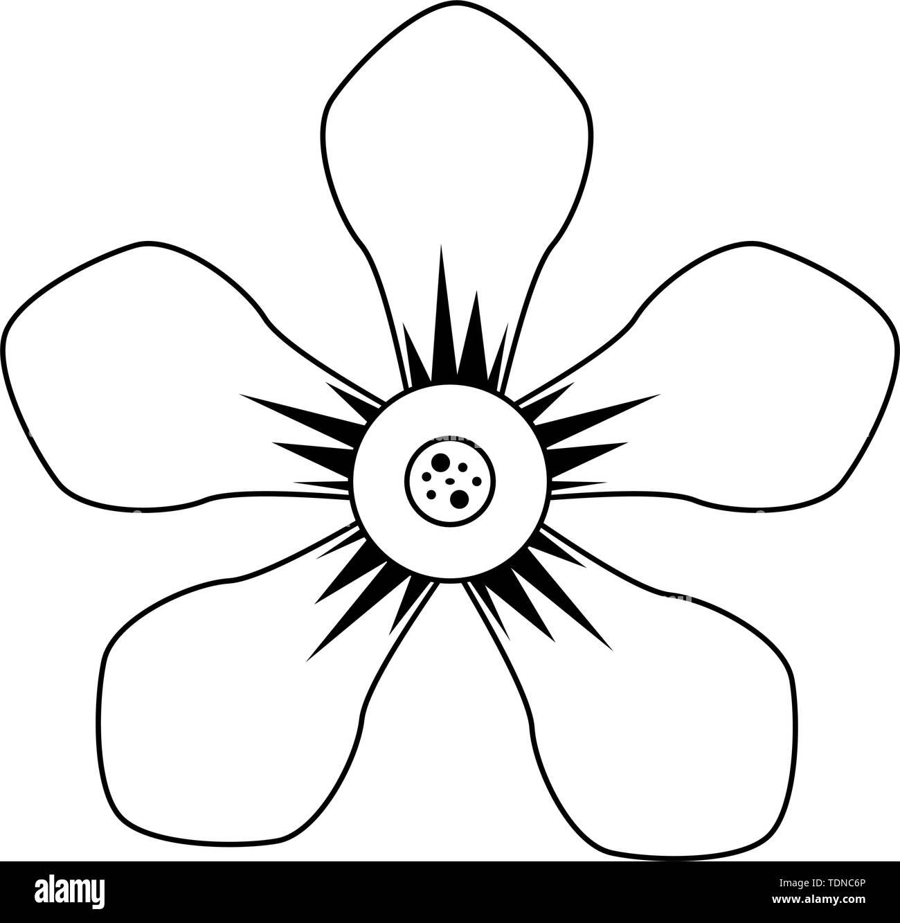 Beautiful flowers petals symbol cartoon in black and white Stock Vector ...