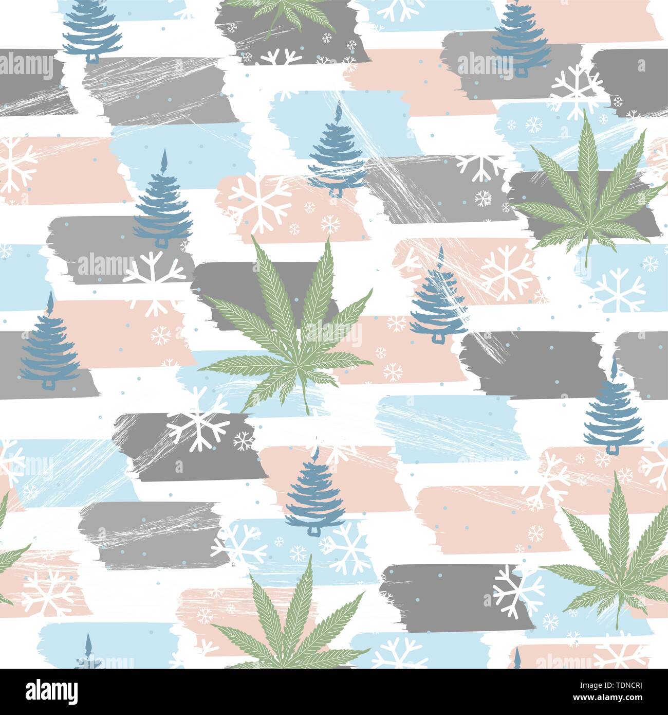 Marijuana Leaf Snowflake Symbol Seamless Pattern Stock