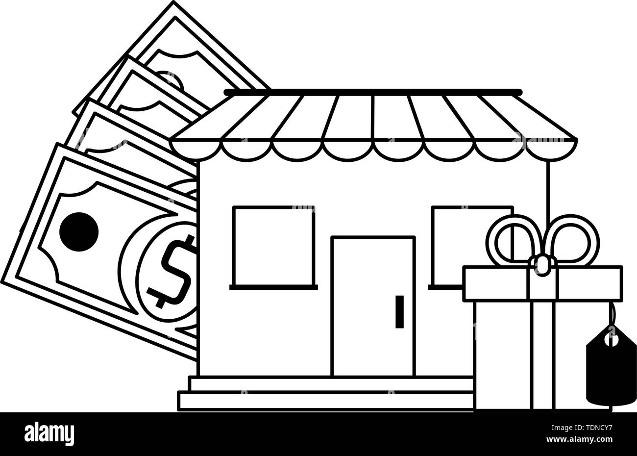 Shopping sales and marketing symbols in black and white Stock Vector ...