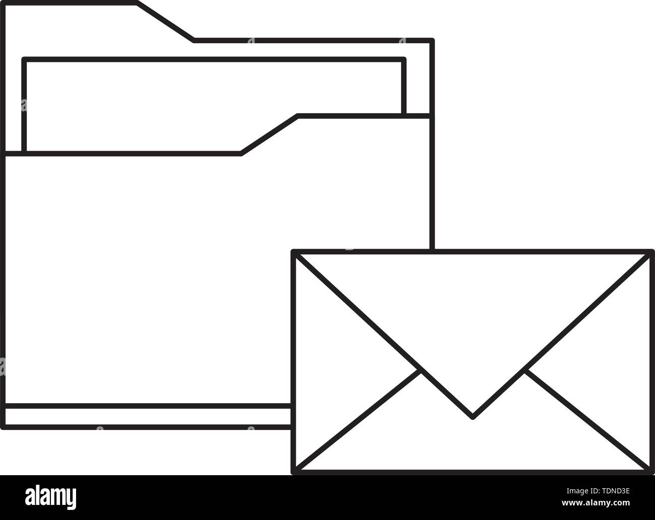 documents folder files icon cartoon in black and white Stock Vector