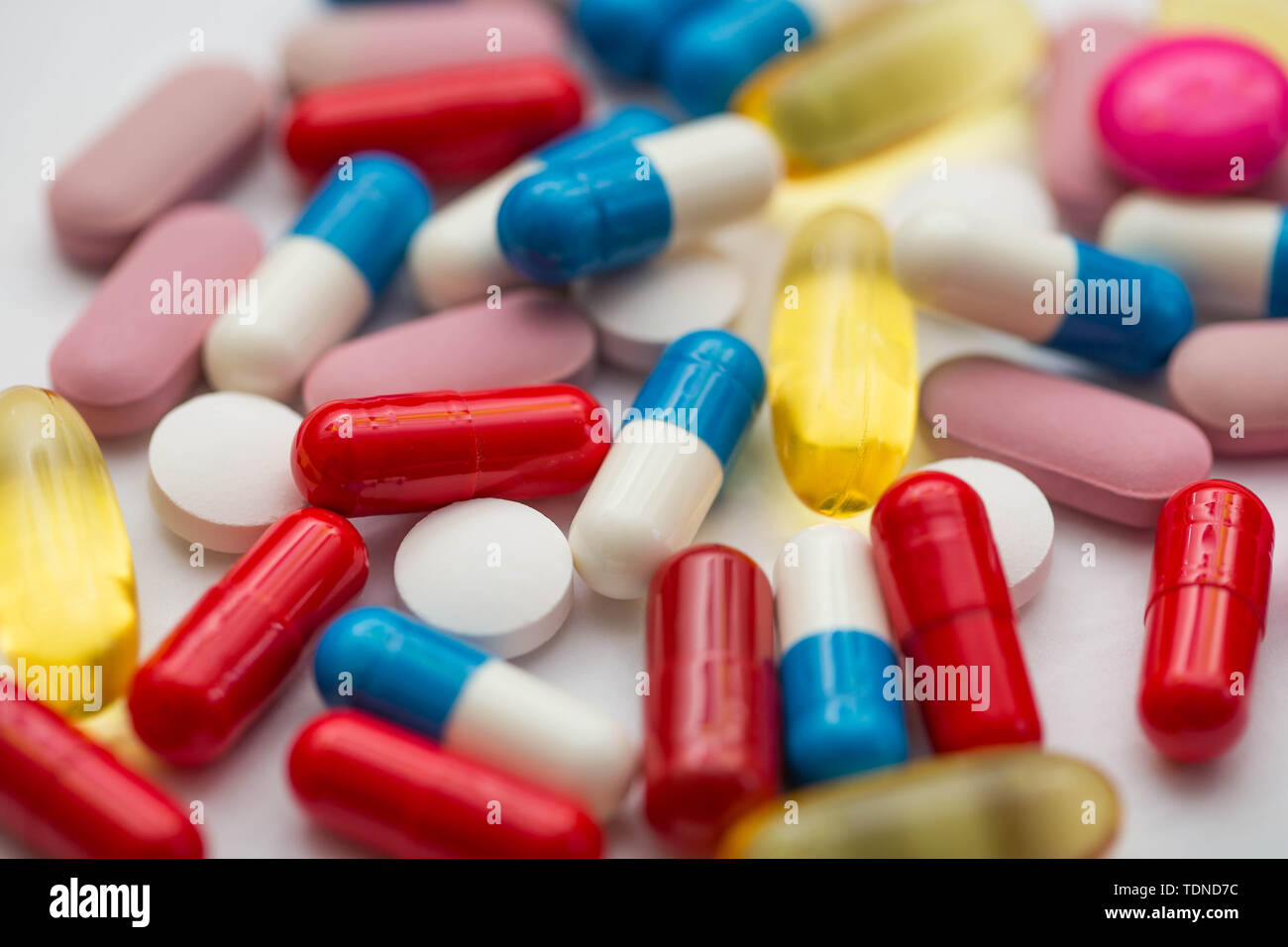 various medication pills, tablets and capsules, antibiotics healthcare