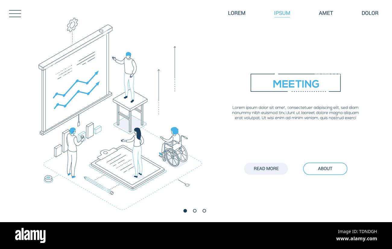 Business meeting - line design style isometric web banner Stock Vector ...