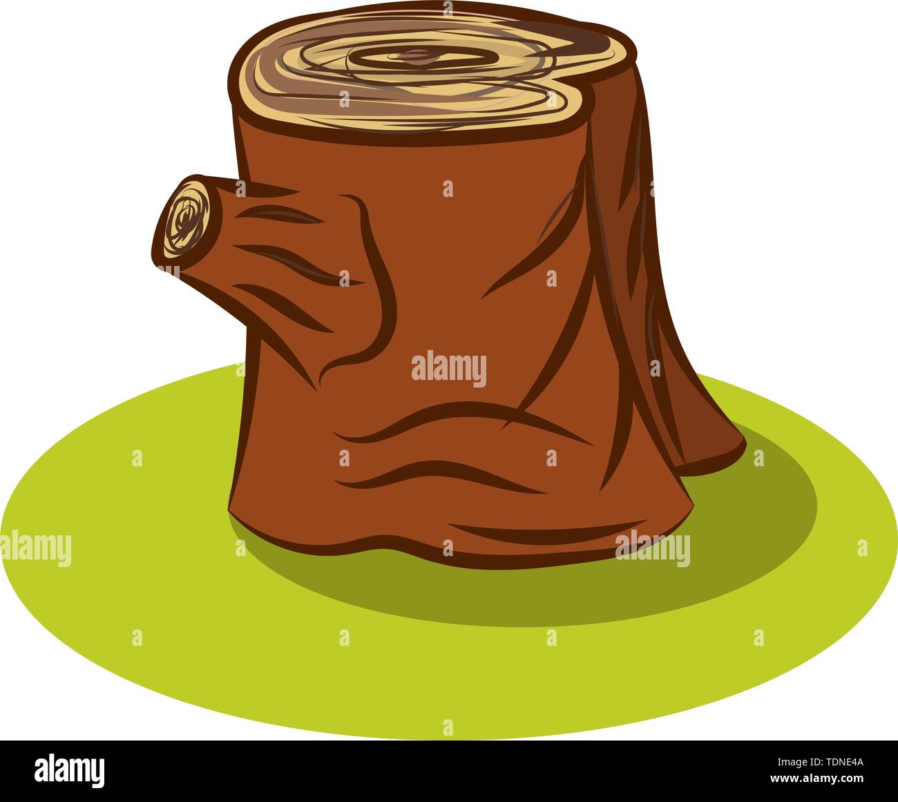 Vector tree stump with knot for cartoon decoration of nature Stock Vector