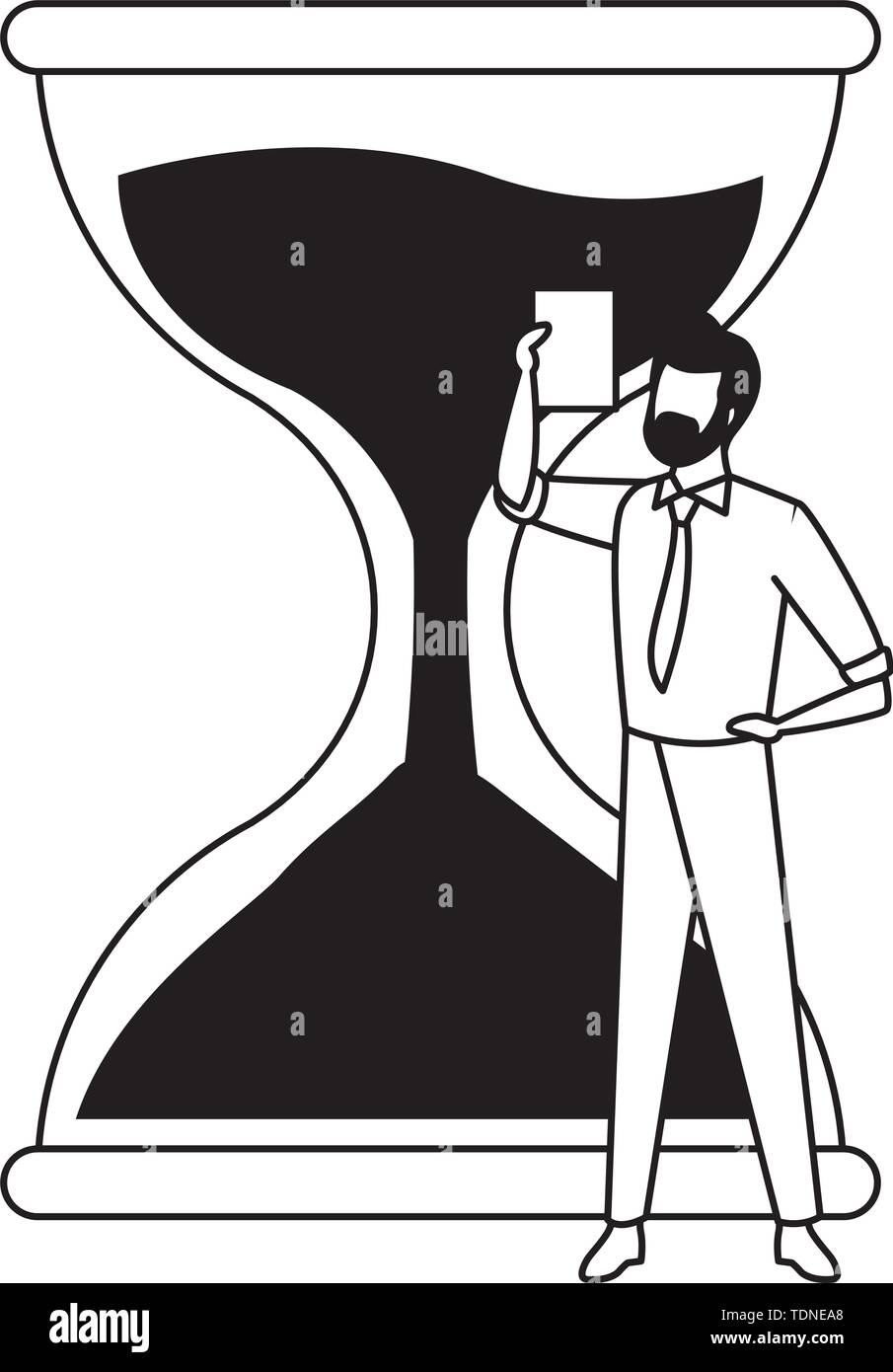 hourglass sand timer icon cartoon in black and white Stock Vector Image ...