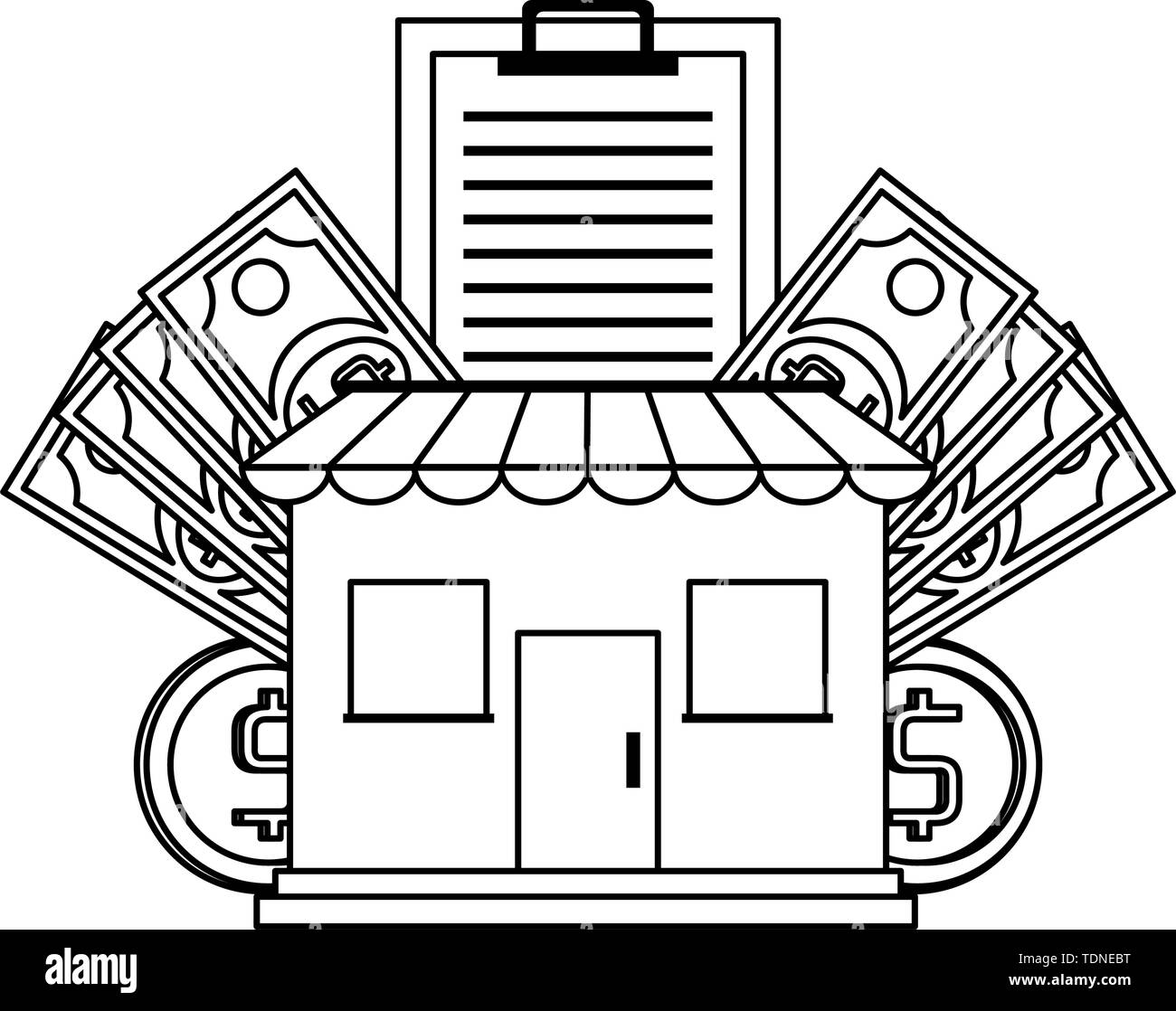 Shopping sales and marketing symbols in black and white Stock Vector ...