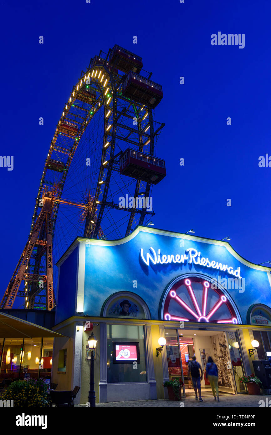 Wien, Vienna: Ferris Wheel in Prater amusement park in 02. Leopoldstadt, Wien, Austria Stock Photo