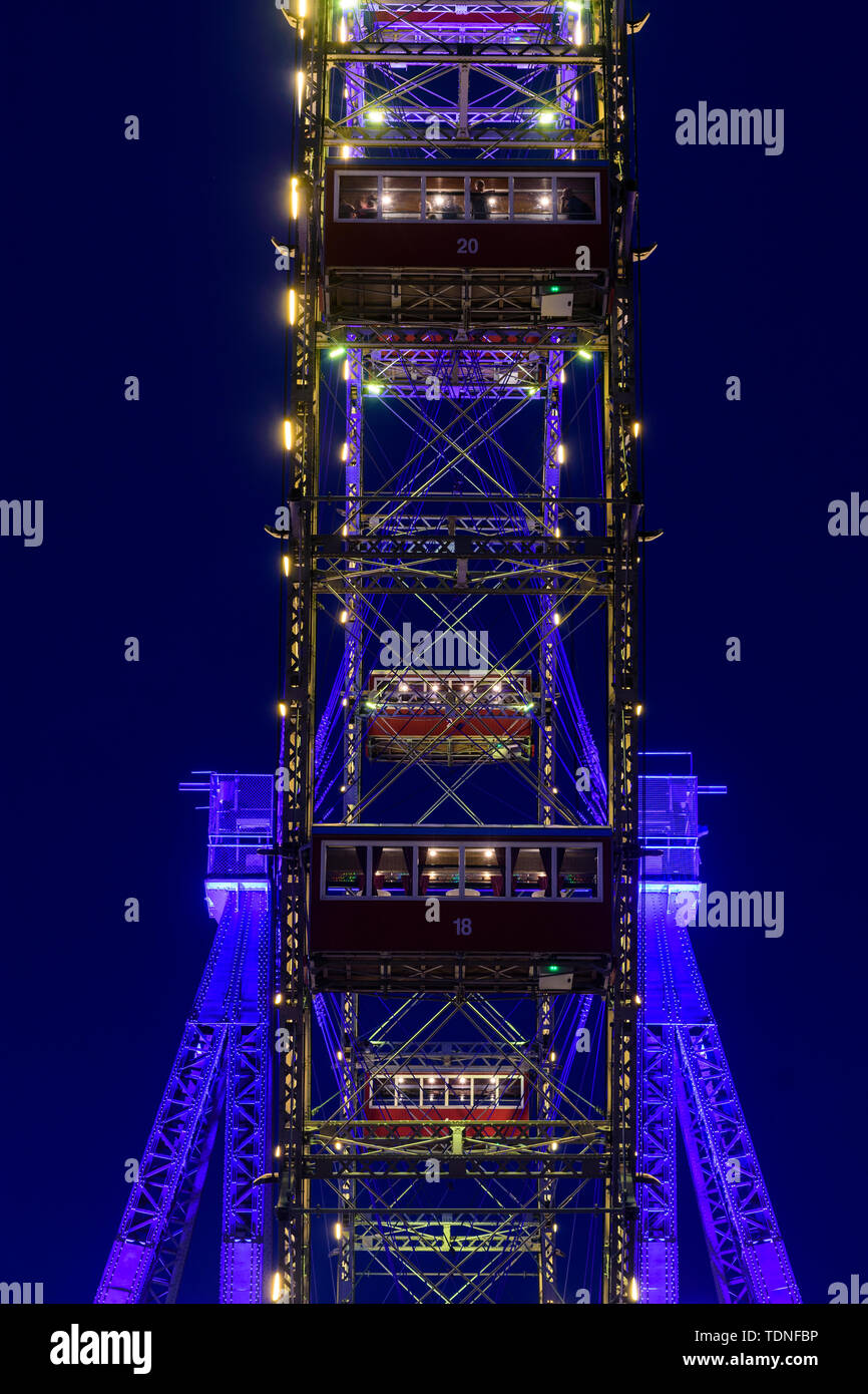 Wien, Vienna: Ferris Wheel in Prater amusement park in 02. Leopoldstadt, Wien, Austria Stock Photo