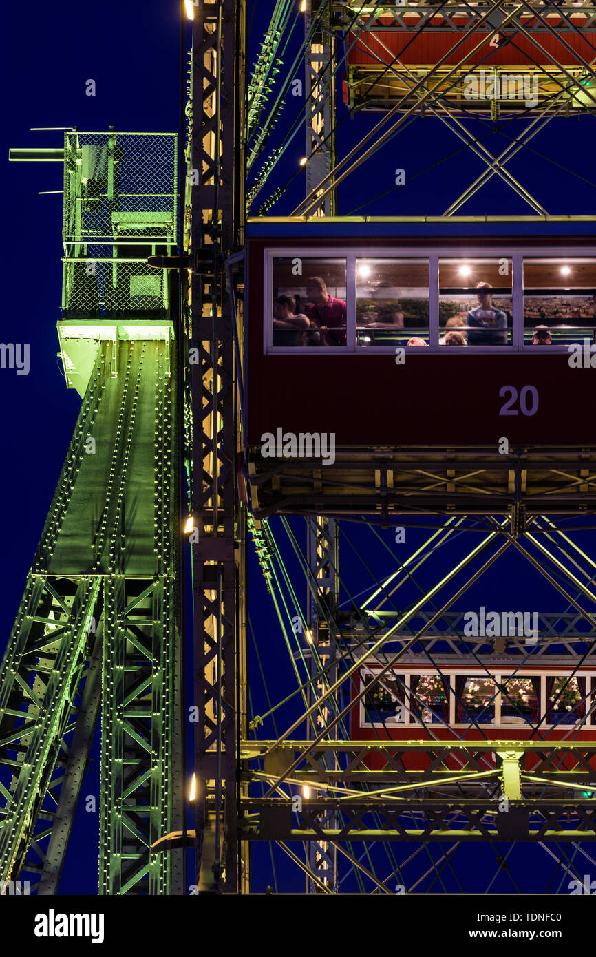 Wien, Vienna: Ferris Wheel in Prater amusement park in 02. Leopoldstadt, Wien, Austria Stock Photo