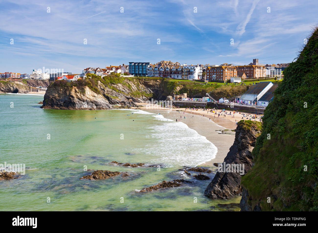 Overlooking Towan Beach at Newquay Cornwall England UK Europe Stock Photo