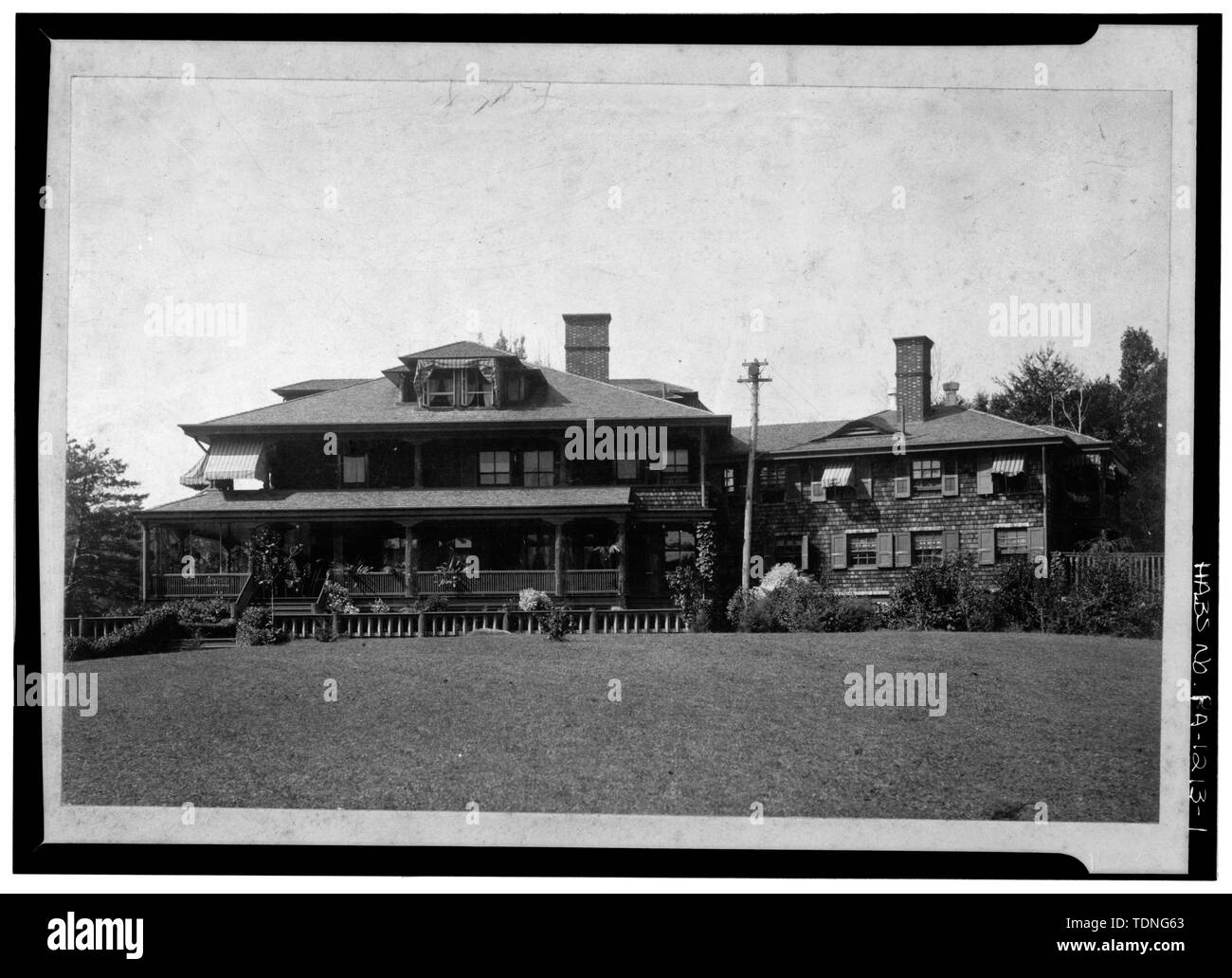 Photocopy of old photograph (in possession of Jayne family, as of September 1962) FRONT ELEVATION - Subrosa, Turner Road (Nether Providence Township), Wallingford, Delaware County, PA Stock Photo