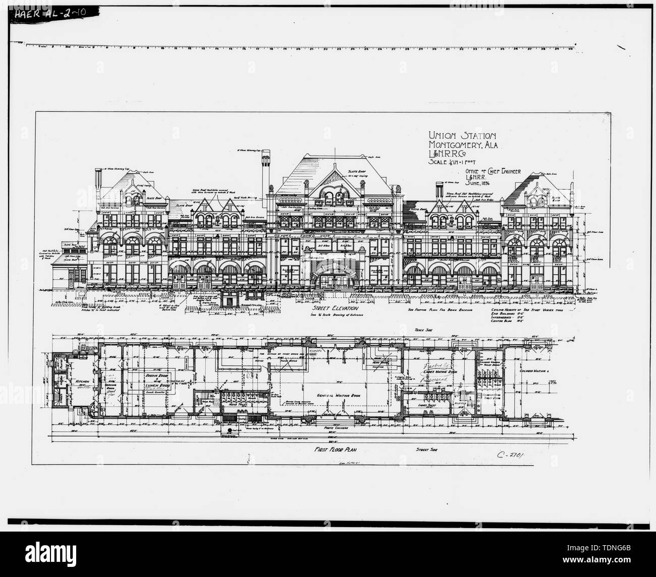 Photocopy of original Architect's Drawing (1896) owned by the State of