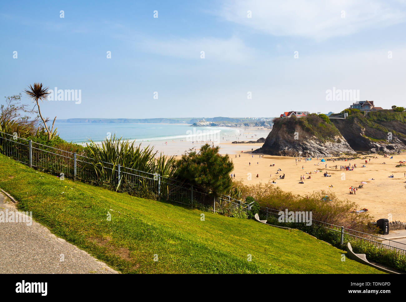 Overlooking Towan Beach at Newquay Cornwall England UK Europe Stock Photo