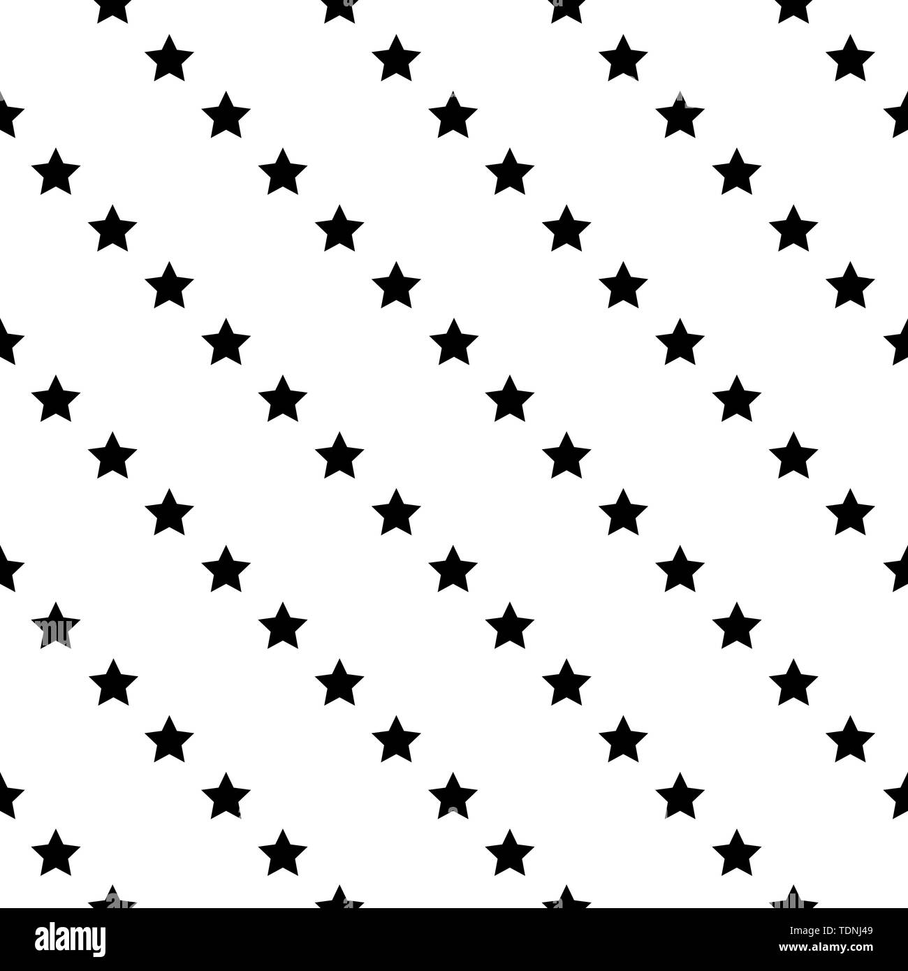 Black and white seamless geometric pattern. Diagonal stars. Vector ...