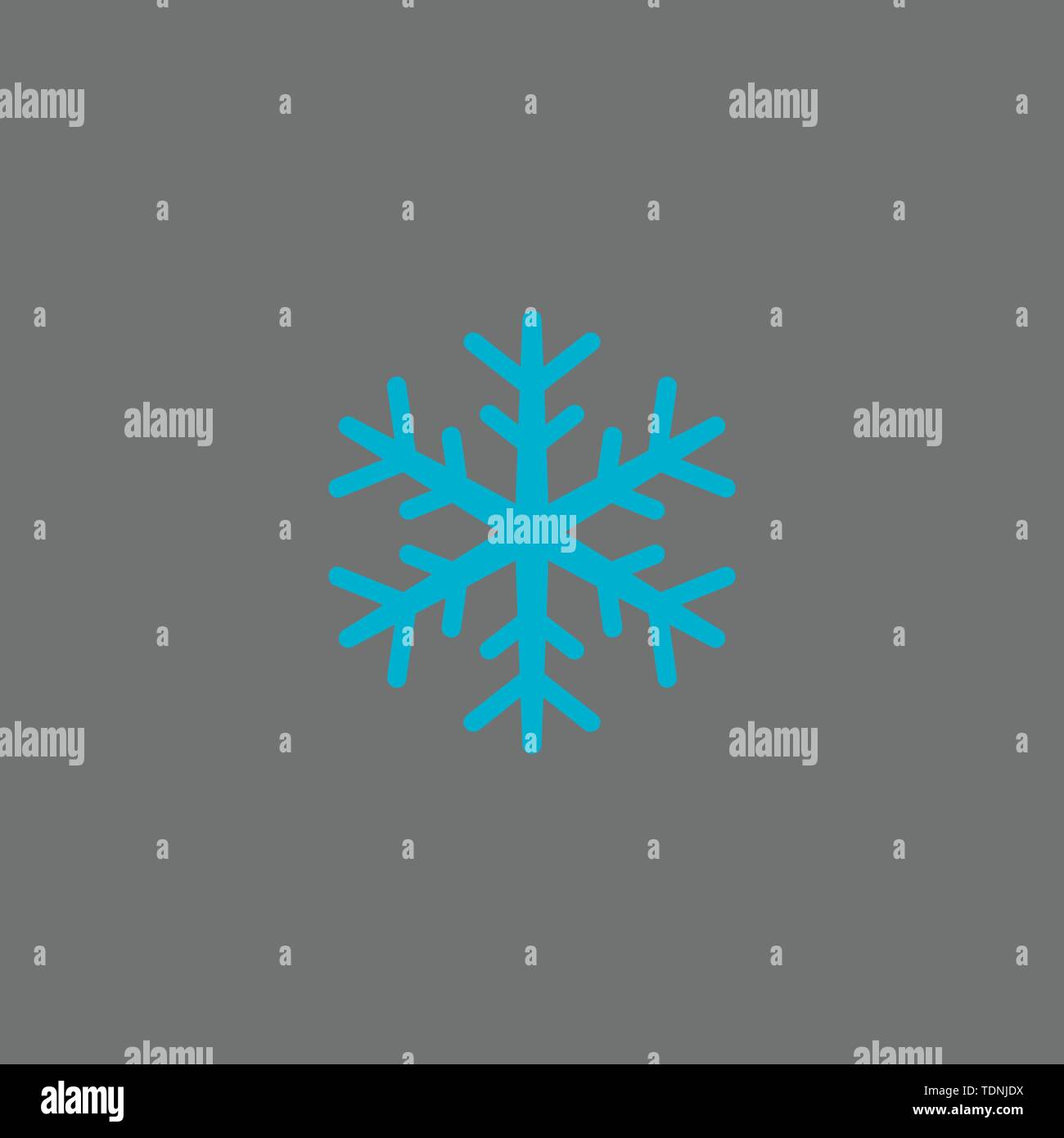 Blue flat snowflake. Icons isolated on a grey background. Snow ...