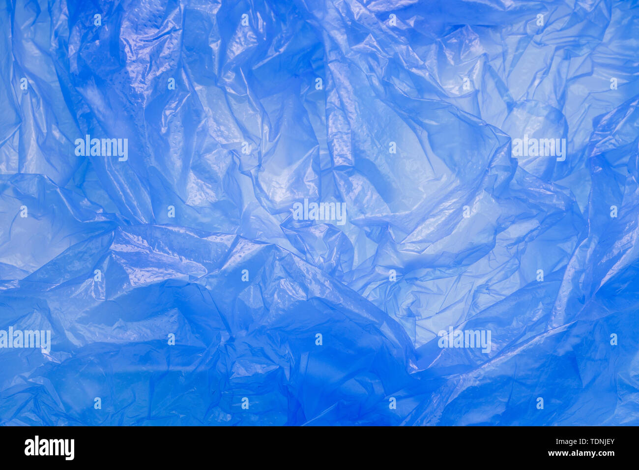 Blue Plastic Bag Texture. Abstract Wrinkled Background of Plastic